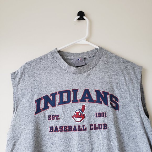 Cleveland Indians Tank Top Shirt Mens Medium Gray MLB Chief Wahoo 2008 *Short* - Picture 3 of 9